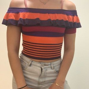Cropped stripped sweater